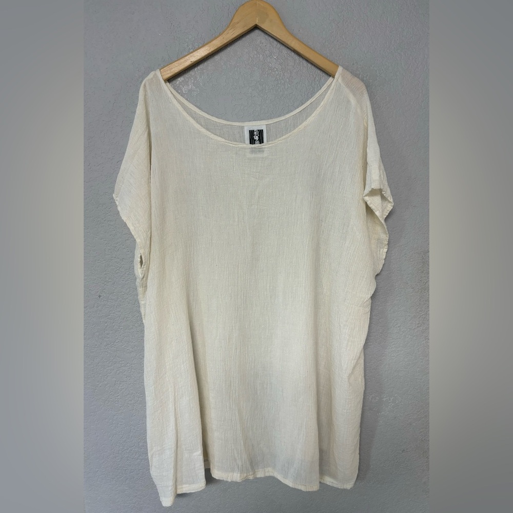 Sucesos Art Ivory White 100%‎ Cotton Gauze Mexican Riviera Tunic Top One Size